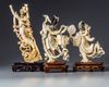 A group of three Chinese carved ivory maidens