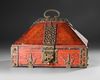 A SOUTHERN INDIAN BRASS MOUNTED PAINTED CASKET, EARLY 20TH CENTURY