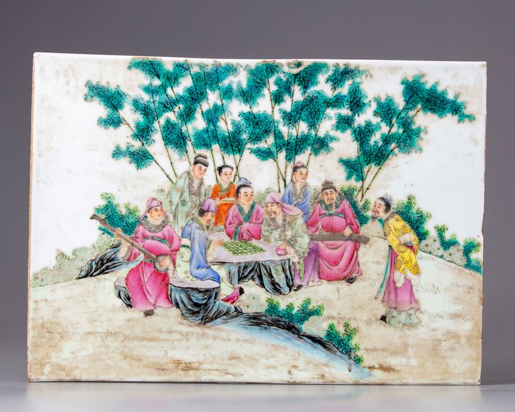 A Chinese famille rose plaque