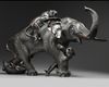 A LARGE JAPANESE BRONZE ELEPHANT AND TIGER GROUP, MEIJI PERIOD (1868-1912)