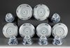 Six sets of blue and white cups and saucers