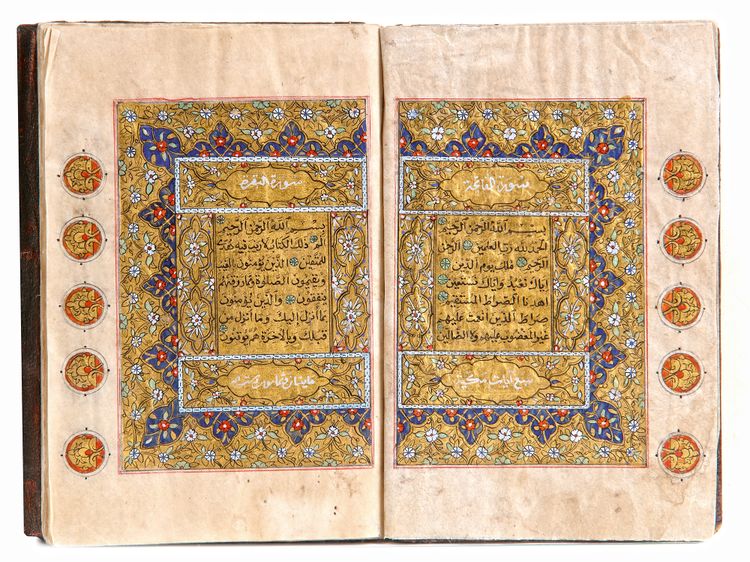 A RARE QURAN MINIATURE, TURKEY, COPIED IN CONSTANTINOPLE 1288 AH/1871 AD BY FATIMAH, LLE DE OMAR AL-QUNUTI
