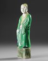 A CHINESE POLYCHROME PORCELAIN FIGURE OF A SCHOLAR, 19TH CENTURY