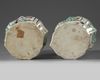 A pair of Chinese moulded famille verte vases