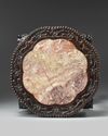 A Chinese pink marble-inset hongmu stand