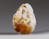 A CHINESE WHITE AND RUSSET JADE 'BAT AND LINGZHI' CARVING, 18TH-19TH CENTURY