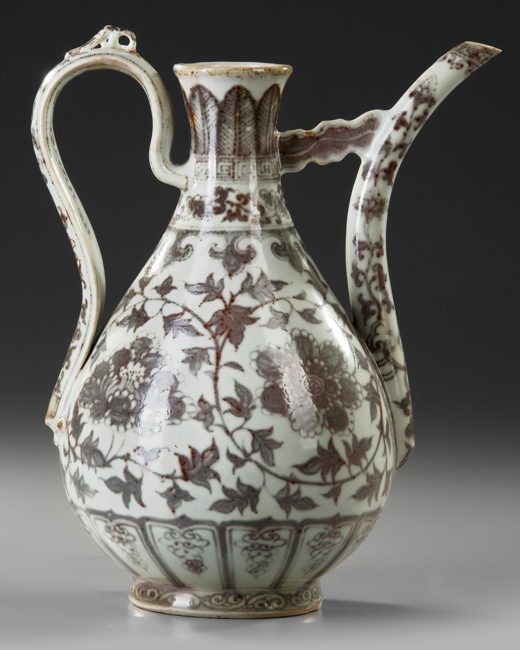A CHINESE COPPER RED EWER, MING DYNASTY (1644-1911) OR LATER