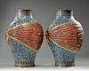 A pair of large Chinese cloisonné enamel 'ribbon' vases