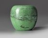 A Chinese green-ground grisaille-decorated waterpot