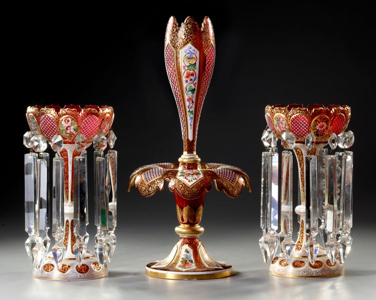 A BOHEMIAN CRYSTAL SET,  LATE 19TH CENTURY