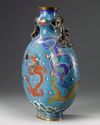 A Chinese cloisonné enamel 'dragon' moonflask
