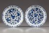 A pair of Chinese blue and white 'floral' dishes