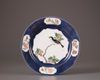 A Chinese powder-blue decorated famille verte dish