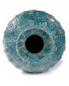 A POST SASSANIAN TURQUOISE GLAZED POTTERY STORAGE JAR, PERSIA, 7TH-8TH CENTURY