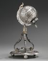 AN OTTOMAN SILVER, NIELLOED AND ENGRAVED GLOBE CLOCK BEARING THE TUGHRA OF SULTAN ABDULHAMID II TURKEY, 19TH CENTURY