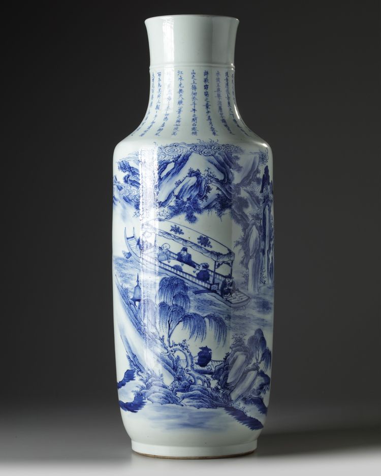 A large Chinese blue and white ‘Ode to the Red Cliff’ vase