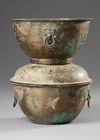 A CHINESE 3 PARTS STEAMER, HAN DYNASTY (206 BC-220 AD)