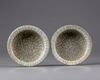 A pair of crackle glazed brush washers