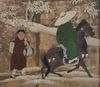A TALL JAPANESE SCREEN DEPICTING A WINTER SCENE, LATE EDO PERIOD (FIRST HALF 19TH CENTURY)
