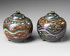 A PAIR OF JAPANESE CLOISONNE ENAMEL POTS AND COVERS, MEIJI PERIOD (1868-1912)
