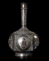 AN INDIAN SILVER-INLAID ALLOY BIDRI FLASK (SURAHI), DECCAN, 20TH CENTURY