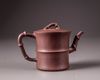 A Chinese yixing bamboo-form teapot and cover