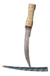 A PERSIAN DAGGER WITH BONE HANDLE AND EMBROIDERED SHEATH, LATE 18TH EARLY-19TH CENTURY