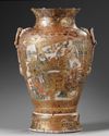 A JAPANESE SATSUMA VASE ON A STAND, JAPAN, MEIJI PERIOD (1868-1912)