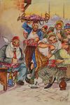 A lot of five anonymous cartoon drawings