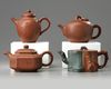Four Chinese Yixing teapots