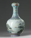A Chinese turquoise-ground famille rose garlic head vase