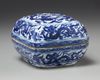 A Chinese blue and white square-section box and cover