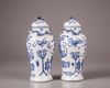 A pair of blue and vases with cover