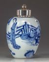 A Chinese blue and white silver mounted jar