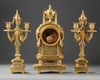 A FRENCH ORMOLU CLOCK SET, NAPOLEON III STYLE, 19TH CENTURY