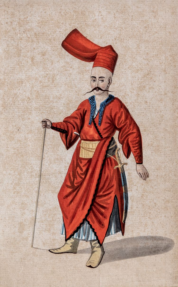An Ottoman school painting depicting an ottoman guard
