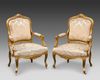 A PAIR OF GILDED WOOD ARMCHAIRS, FRANCE, LOUIS XV STYLE