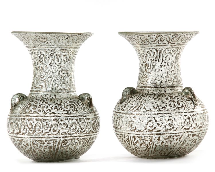 A PAIR OF GLASS LAMPS, SYRIA 19TH-20TH CENTURY