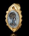 A ROMAN STYLE GOLD RING WITH A NICOLO INTAGLIO, PROBABLY MODERN
