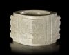 A BEIGE-COLORED JADE CONG WITH RUST-LIKE BROWN INCLUSIONS DECORATED WITH TWO TIERS OF FACES, CHINA, LIANGZHU CULTURE