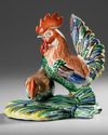 A JAPANESE KUTANI PORCELAIN GROUP OF A COCKEREL AND HEN, LATE 19TH CENTURY