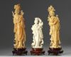 Three Chinese carved ivory figures of maidens