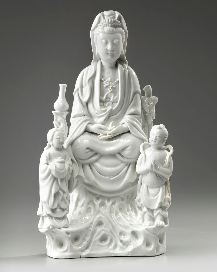 A Chinese Dehua white-glazed figure of Guanyin