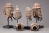 SIX BURMESE WOODEN PUPPETS HEADS, 20TH CENTURY