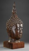 A BRONZE HEAD OF BUDDHA, THAILAND 19TH CENTURY