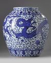 A large Chinese blue and white 'dragon' jar