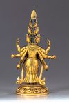 A Sino-Tibetan gilt bronze multi-headed Avalokitesvara