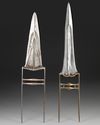 TWO KOFTGARI STEEL PUSH DAGGERS (KATAR) NORTH INDIA, 18TH CENTURY