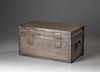 A Chinese woven brass and lacquer-decorated rectangular chest