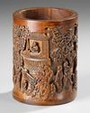 A CHINESE BAMBOO CARVED BRUSH POT – 18TH /19TH CENTURY